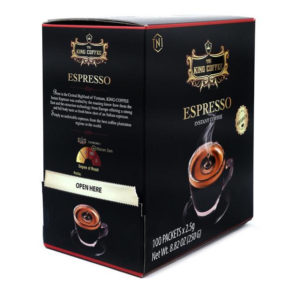 Мгновенный кофе King Espresso - Коробка 100 палочек x 2.5 г 12 коробок/коробка (E/E)