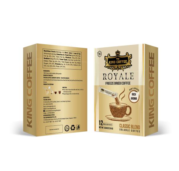 KING COFFEE ROYALE Classic Blend Hộp 24g (12 gói x 2g) - 24 hộp/thùng