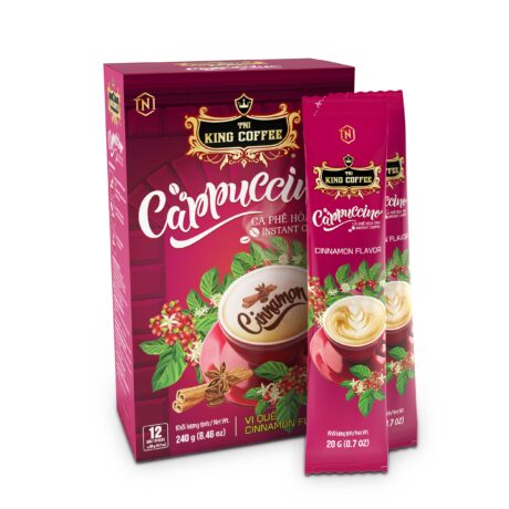 King coffee Cappuccino Cinnamon - Box 12 sticks x 20gr - box + sticks