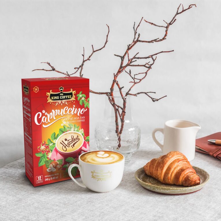 King coffee Cappuccino Hazelnut - Box 12 sticks x 20gr - phoicanh
