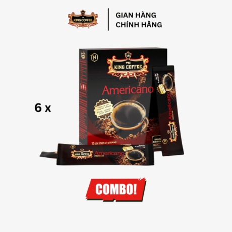 Combo 5 Cà Phê Hòa Tan Cao Cấp Americano KING COFFEE - Hộp 15 gói x 1g + Tặng 1 hộp cùng loại