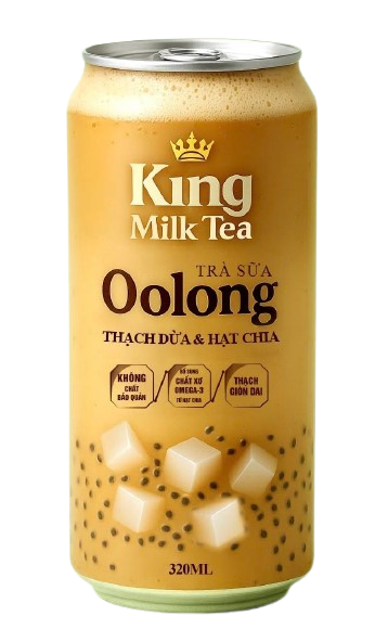 Trà sữa Ô Long King Tea Thạch Dừa Hạt Chia Lon