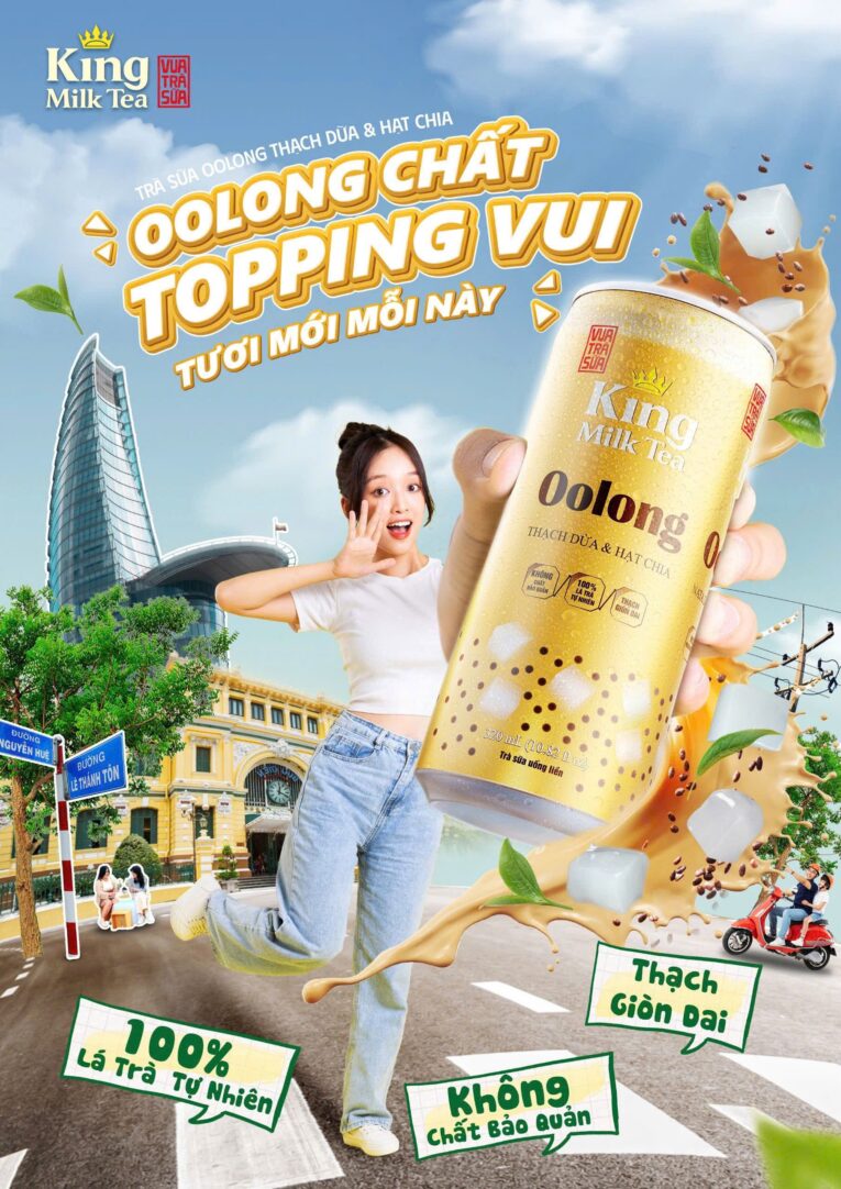 Trà sữa Ô long King Tea Thạch Dừa Hạt Chia